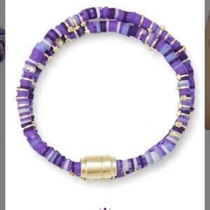 NWT Kendra Scott Reece Wrap Bracelet Choker 14K Plated Purple/White Boho Hippie